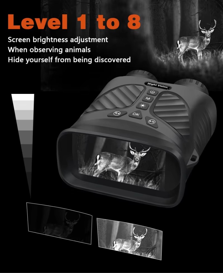 BekinTek Night Vision Binoculars Rechargeable Telescope Infrared NVG Goggles Full Dark Observing 7x IR Adjustment 8x Digital Zoom 2.5K Video Recording 40M Photo 3 Inches Large HD Screen with 32G TF Card for Low Light Bird Watching Camping Concerts 10