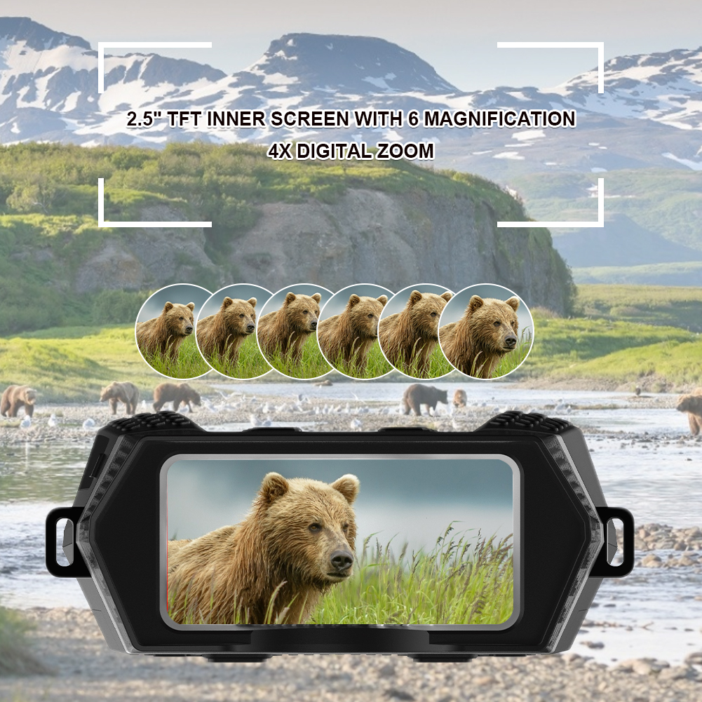 BekinTek Night Vision Binoculars Infrared Goggles Optics Telescope 600m Full Dark Observing Distance 6x Eyepiece Magnification 4x Digital Zoom 7x Grade IR Adjustment 1080P Video 3M Photo HD Screen with 130M Starlight Sensor 7