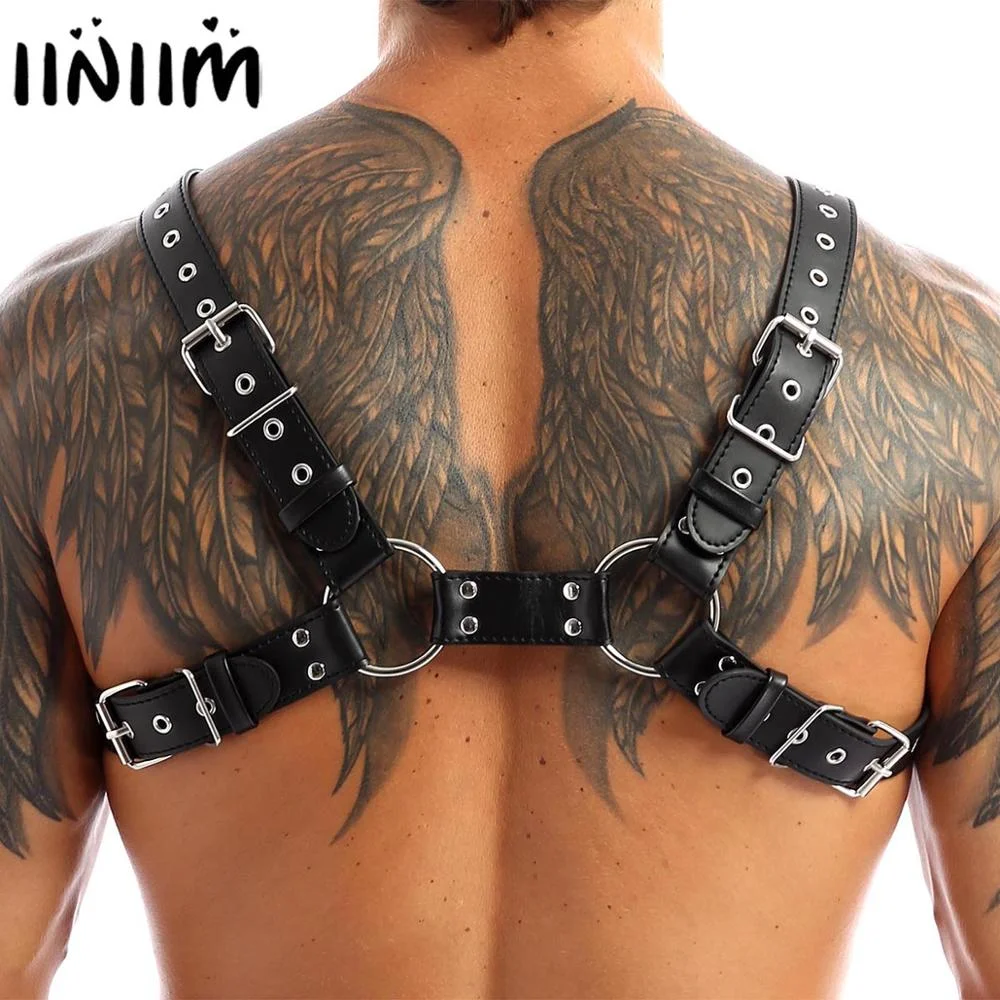 Billionm Gay Men Lingerie Leather Adjustable Body Chest Harness Bondage