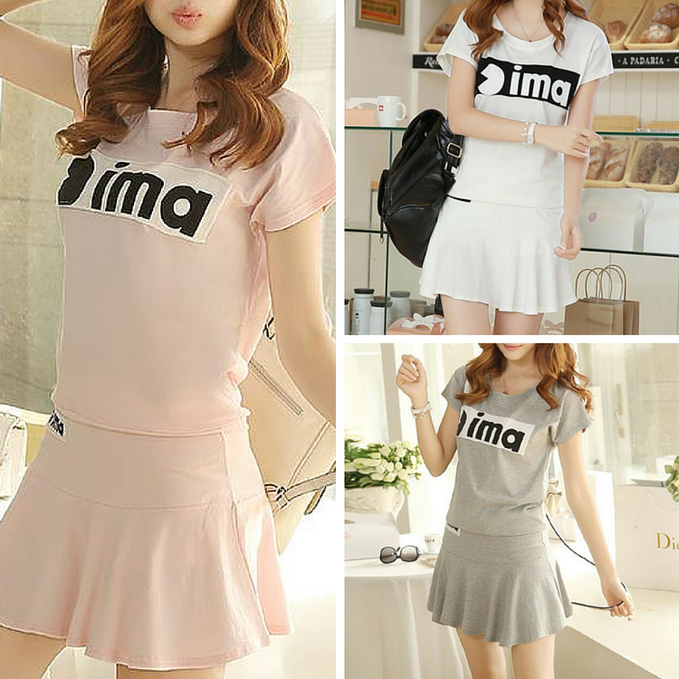 S-2XL White/Grey/Pink Sport Twinset Dress SP166398