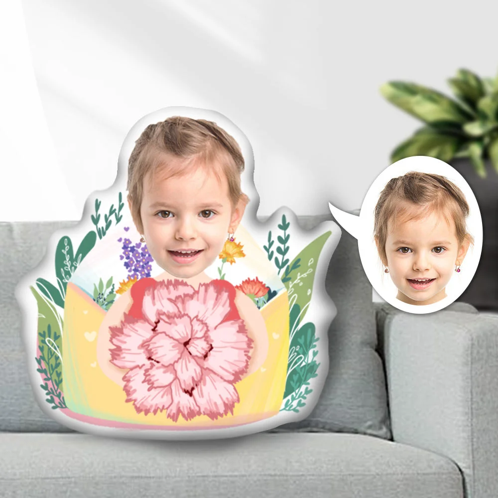 Custom Photo Face Pillow, Mother's Day Flower Face Pillow, Face Picture Pillow Doll Face Body Pillow Personalized Doll