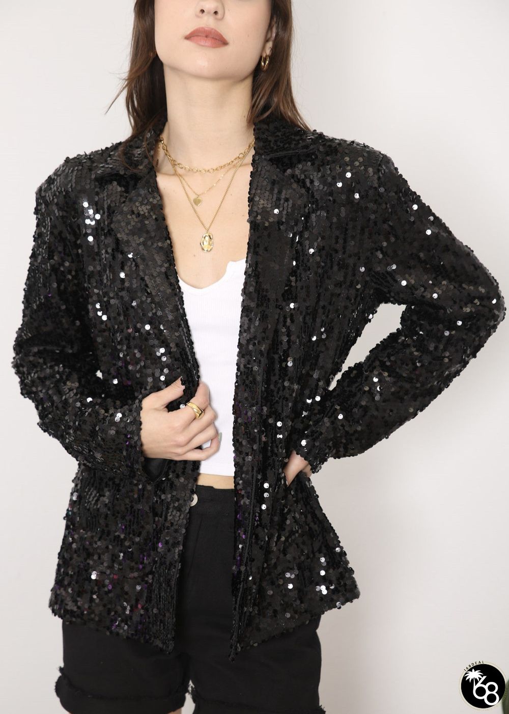 Anna-Kaci Women's Sequin Jackets Long Sleeve Open Front Glitter Sparkle Party Blazer Jacket | 168DEAL