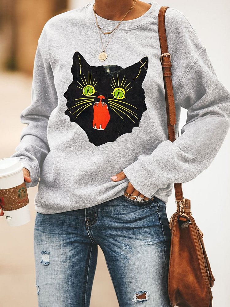 Nostalgic Halloween Crew Neck Sweatshirt socialshop