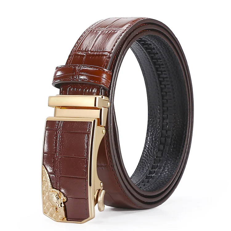 Men's Retro Alloy Automatic Buckle PU Leather Belt