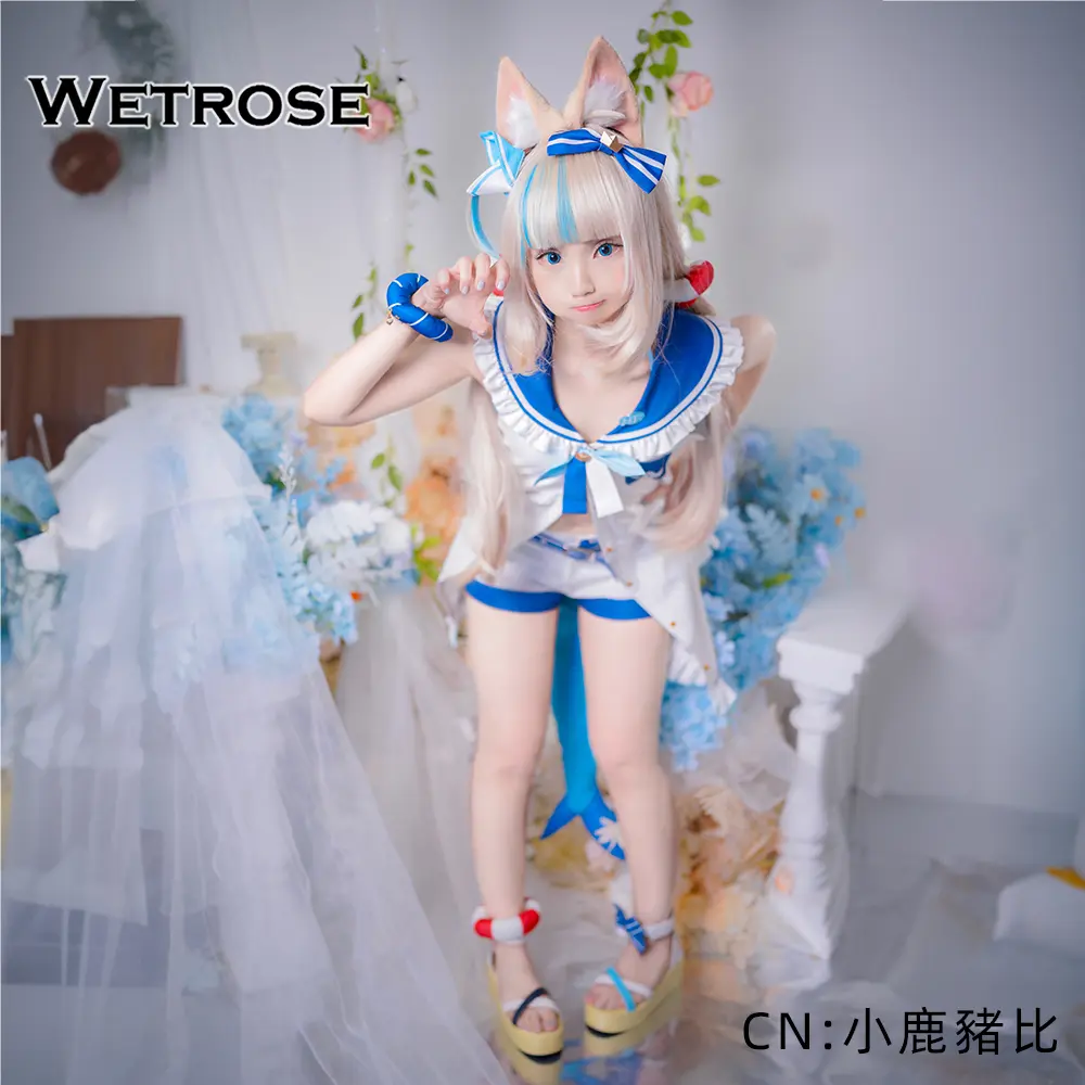 Wetrose] In Stock Vtuber Sameko Saba Cosplay Costume Sailor Suit