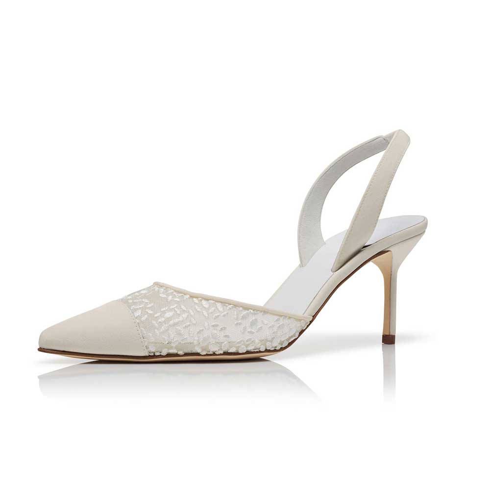 Riana Slingback Pointed Toe Pump Heels - White