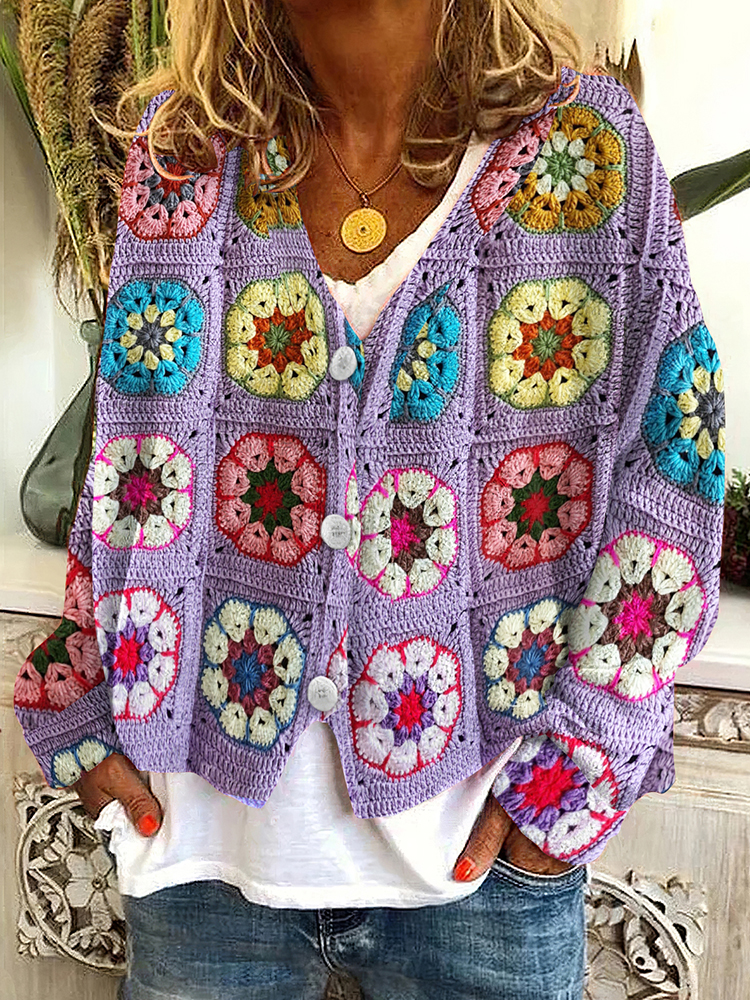 Floral Print X Cotton Knit Cardigan 600078452nvy main image 1