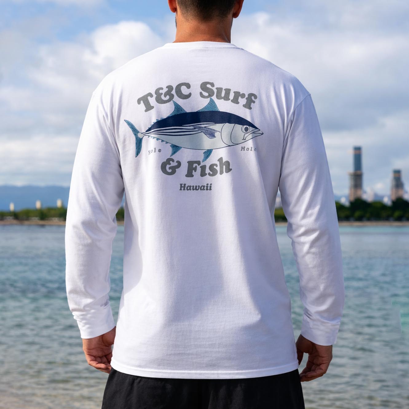 thesupersurf Cotton Long Sleeve Surf T-Shirt with Laguna Beach California Print Joe's Surf Shop Design for Men