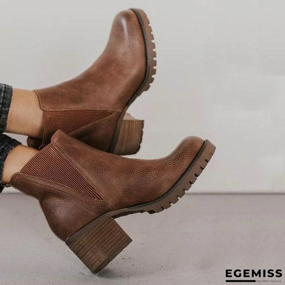 Fall Elastic Band Chunky Heel Pu Boots | EGEMISS