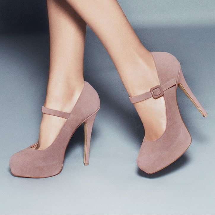 Blush Mary Jane Pumps Closed Toe Suede Platform High Heels Shoes |FSJ Shoes