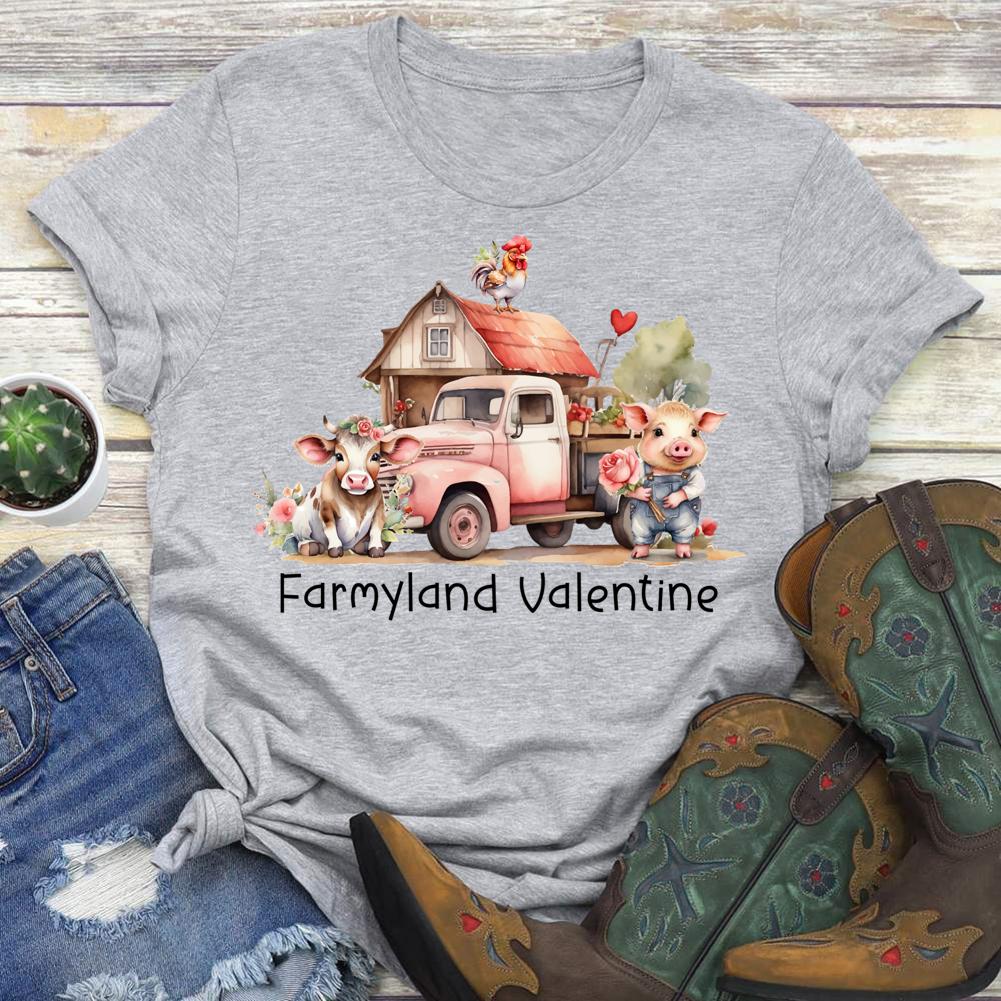 Farmland Valentine Round Neck T-shirt-0024866-Guru-buzz