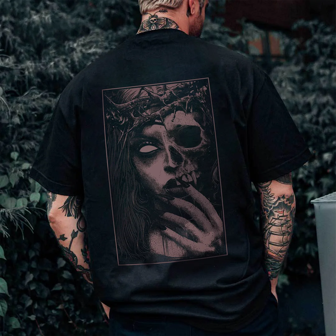 Dark Skull Art Printed Men's T-shirt -  
