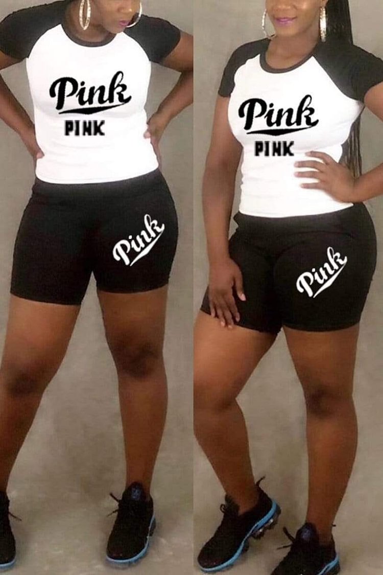 Fashion Letter Printed T-Shirt Set - Shop Trendy Women's Clothing | LoverChic