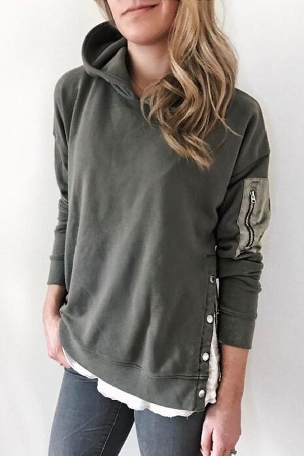 Long Sleeve Pocket Patch Casual Hoodie - Shop Trendy Women's Clothing | LoverChic