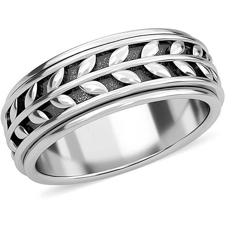 925 Silver Rotatable Leaf Ring