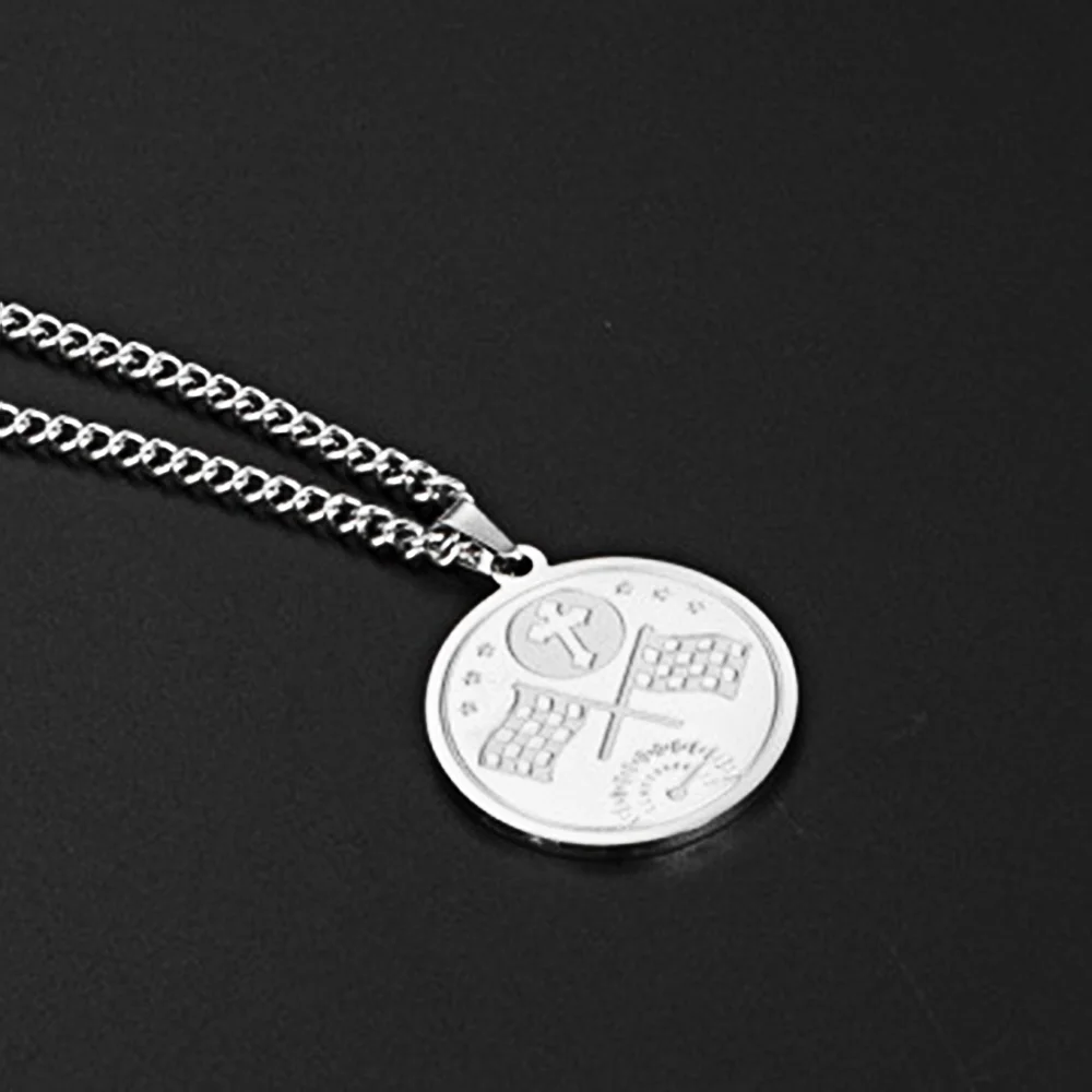 Racing Flag Stainless Steel Cross Pendant Necklace - Devcarry