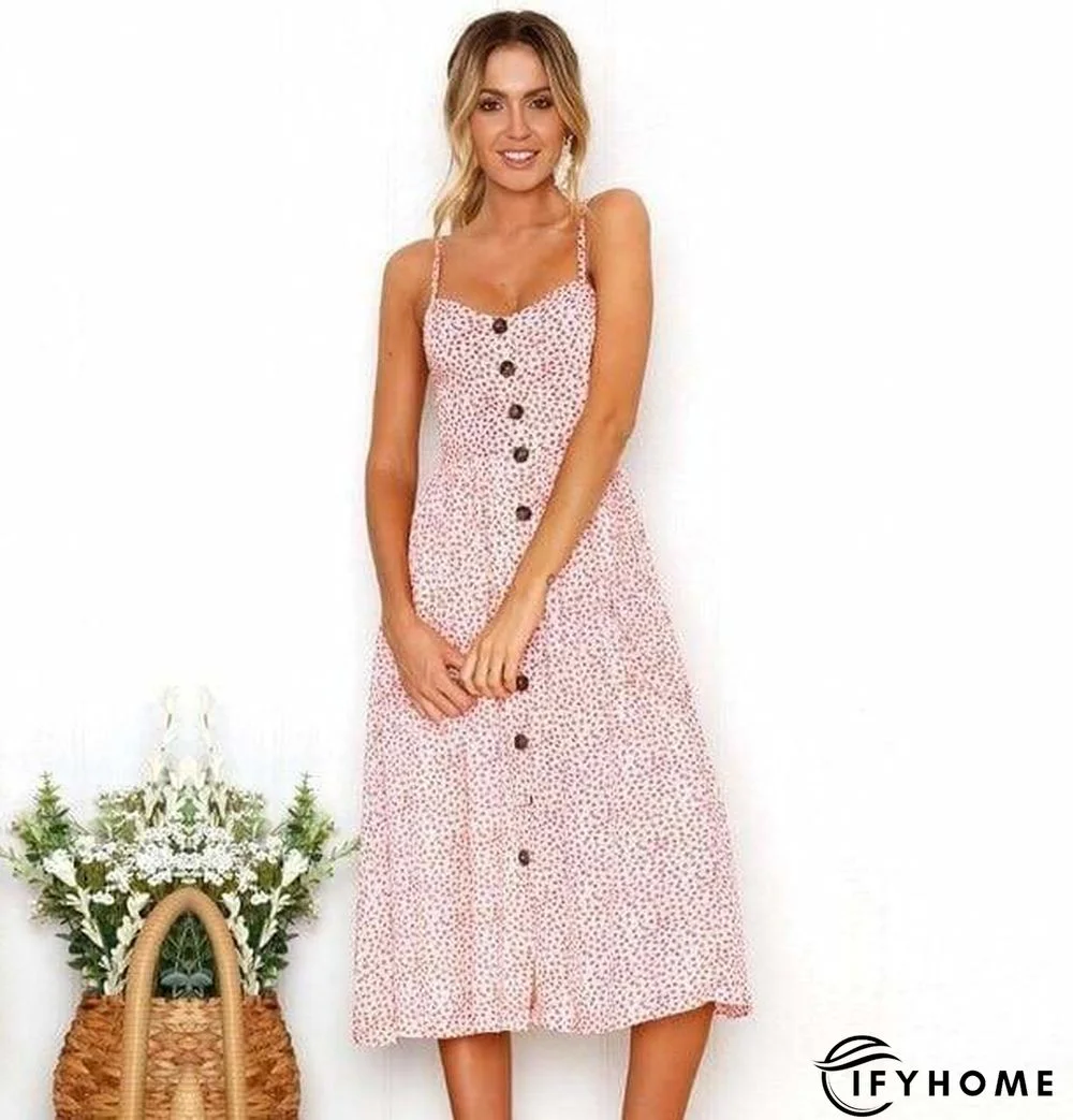 Casual Vintage Women Summer Dress Backless Polka Dot Striped Floral | IFYHOME