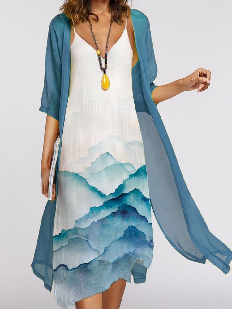 V Neck Two Piece Suit Dress P169733488