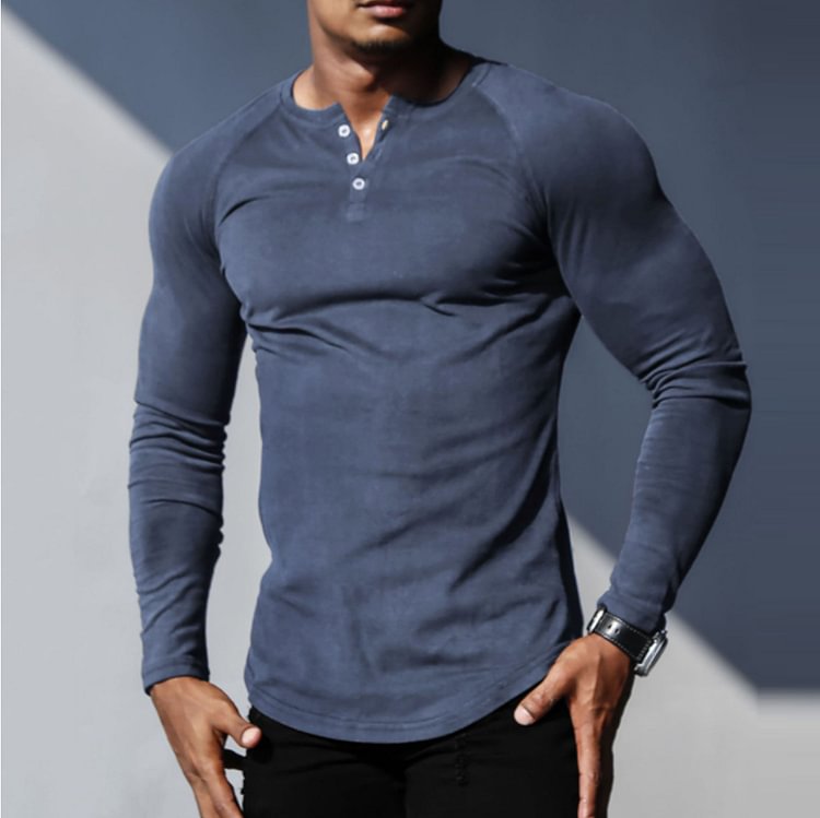 Men's V-Neck Slim Basic Long Sleeve T-Shirt
