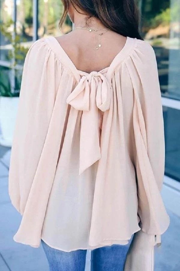 Solid Color Bow Tie Top P14950
