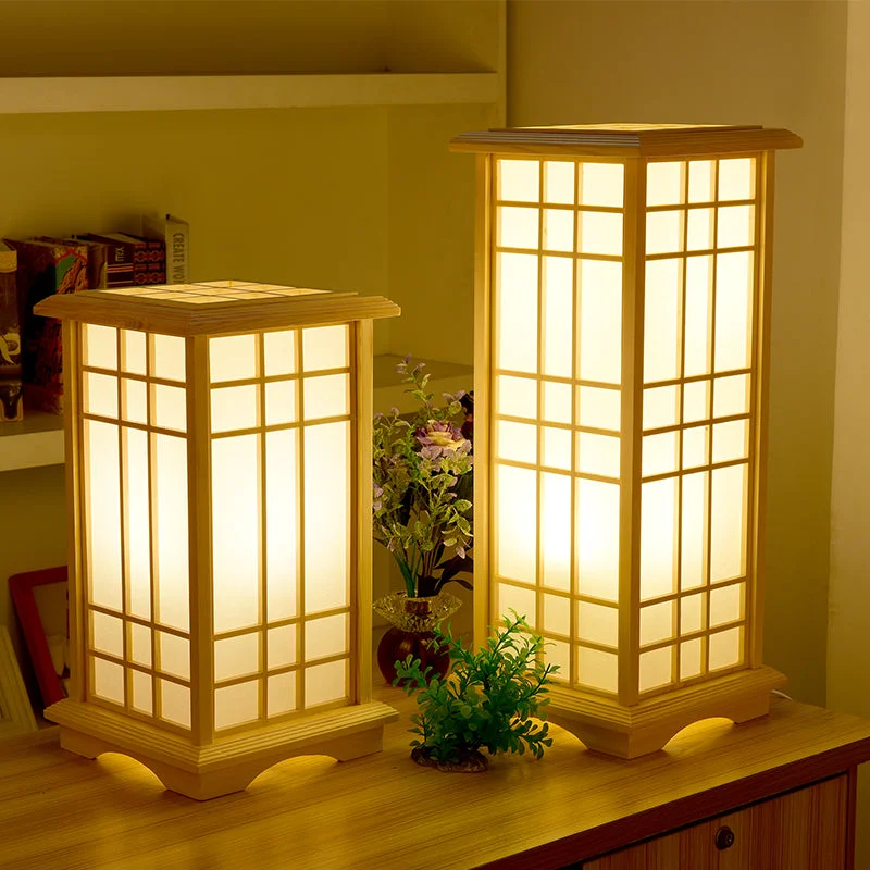 Japanese Floor Lamp Wood Tatami Table Lamp For Bedroom