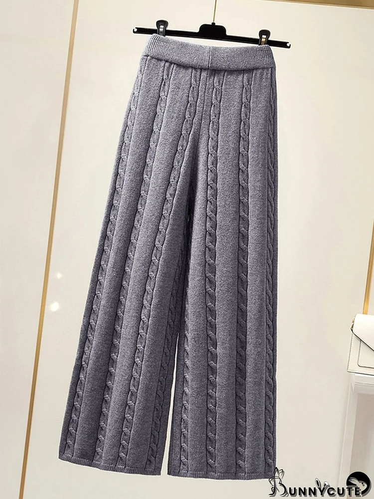 Stylish Selection Loose Wide Leg Solid Color Pants