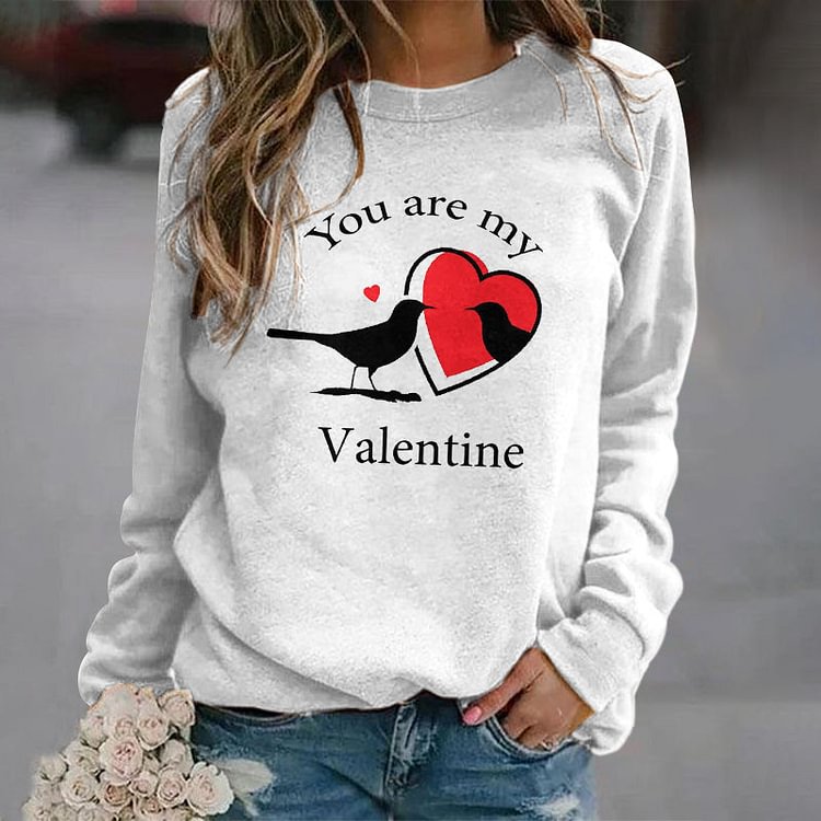 VChics Valentine's Day Lovebird Love Print Couple Sweatshirt