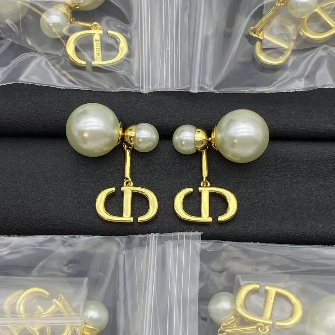 Dior CD Dangle Pearl Earrings