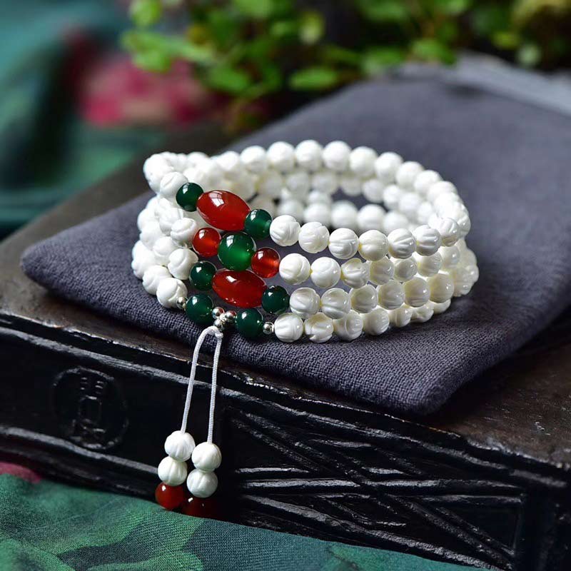 Harmony Green Jade & Freshwater Pearl Bracelets Lotus Flower