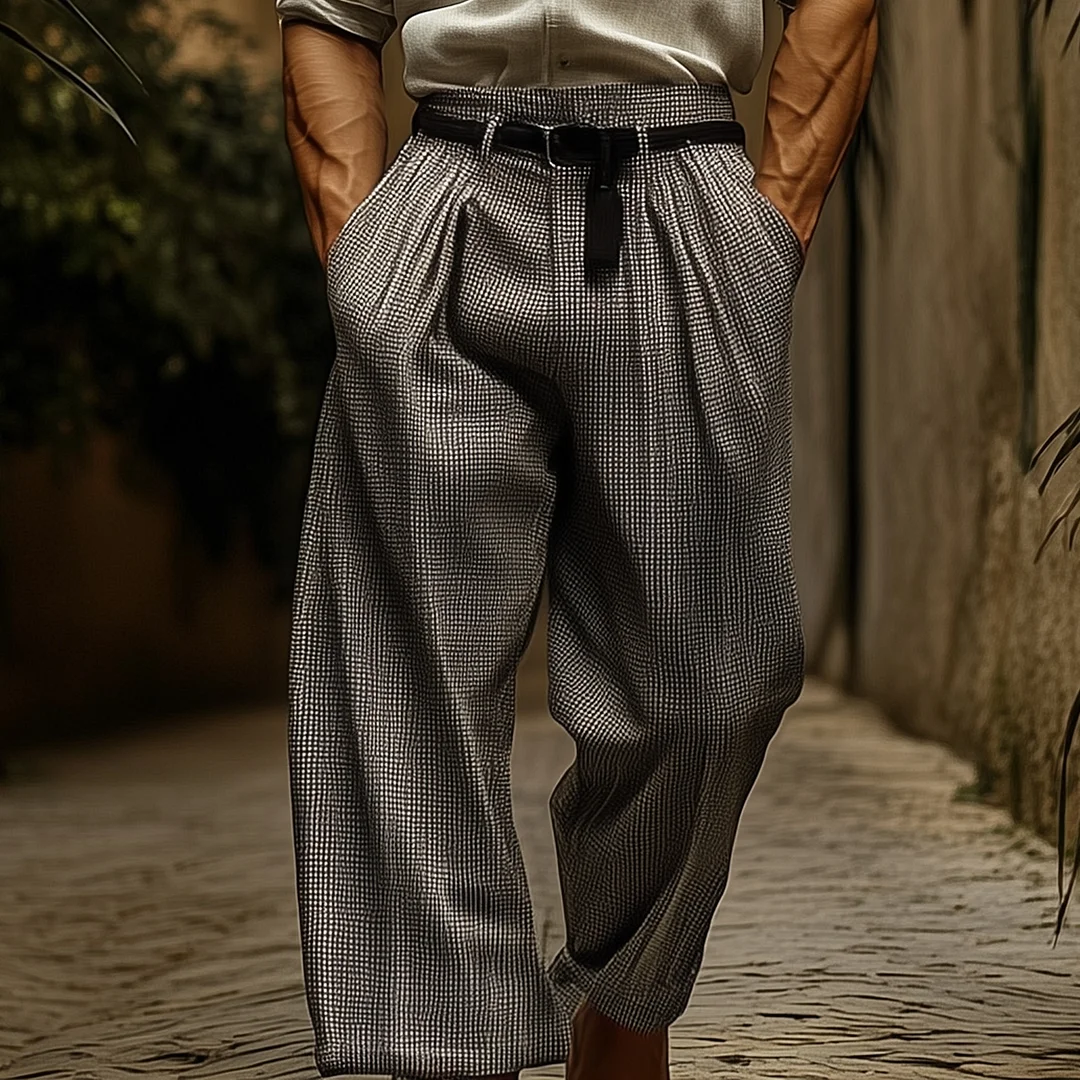 Stylish Plaid Wide-Leg Trousers With Casual Elegance-inspireuse