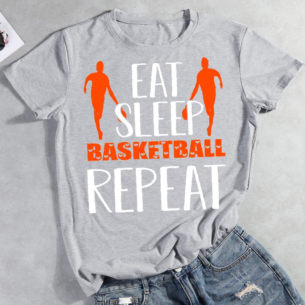 eat sleep basketball repeat Round Neck T-shirt-0022857-Guru-buzz