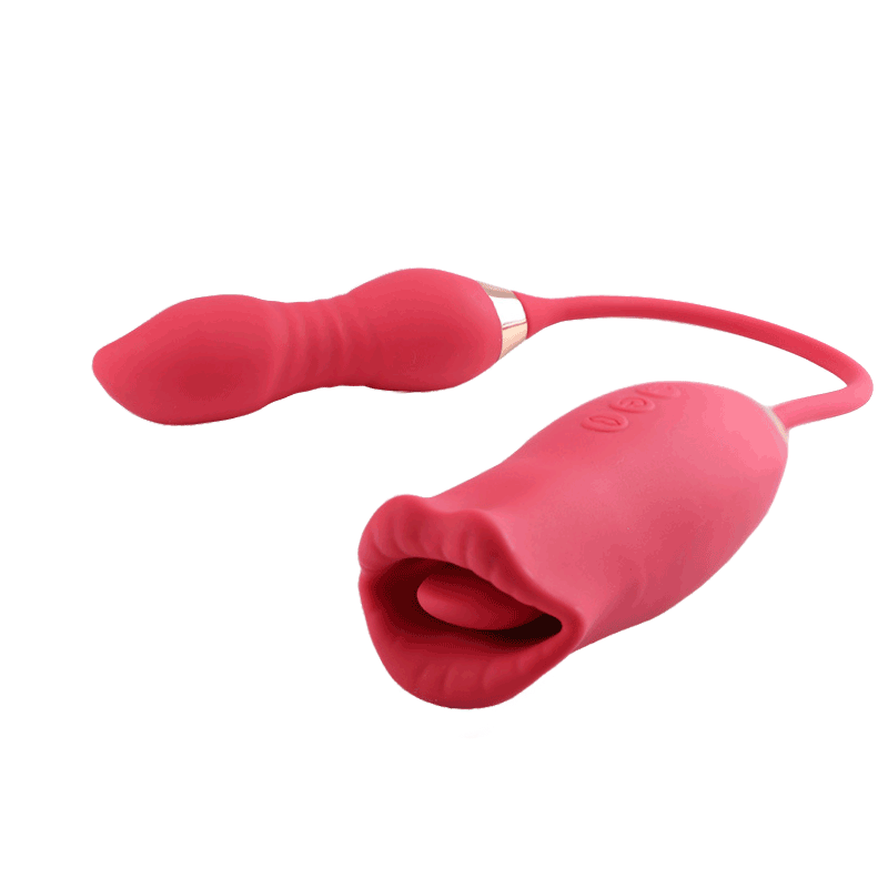 Scarlet Rose Lip 3-in-1 Bitting & Thrusting Vibrator - Rose Toy