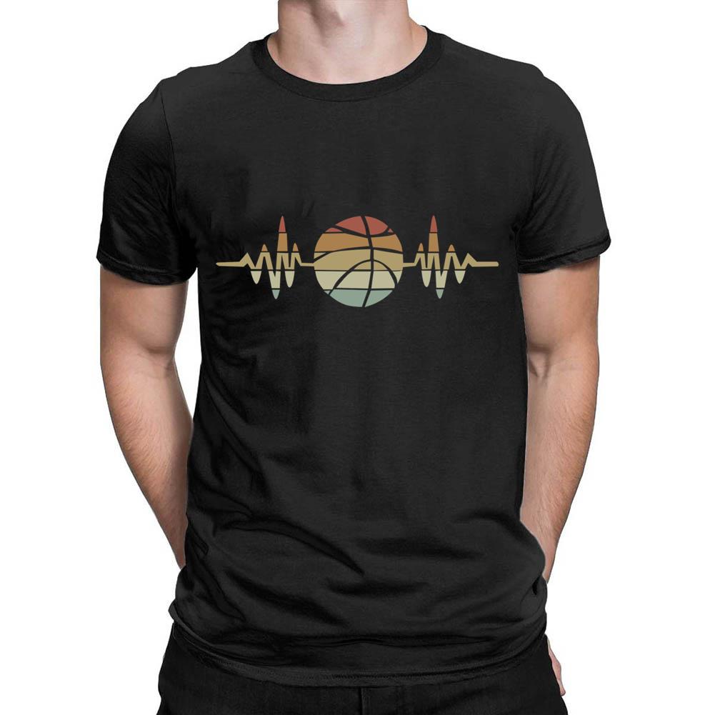 Vintage Basketball Heartbeat Men's T-shirt-Guru-buzz