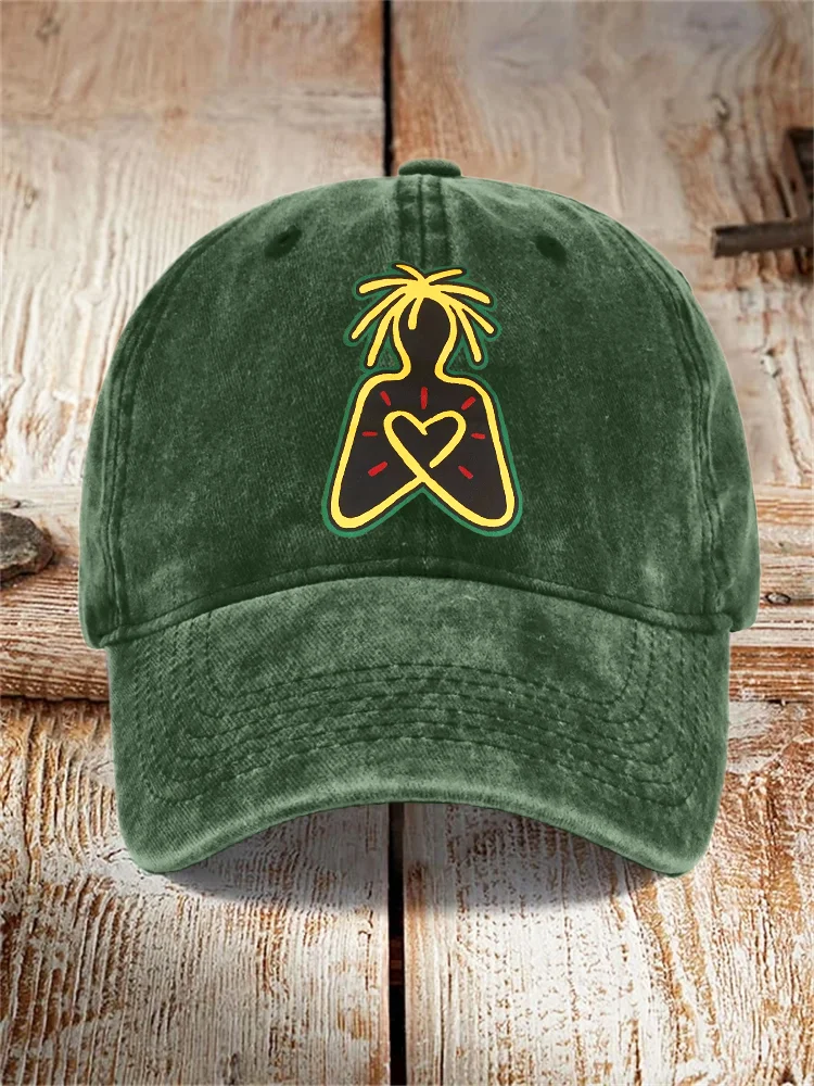 90s One Love One People Surf Skate Rasta Reggae Art Hat