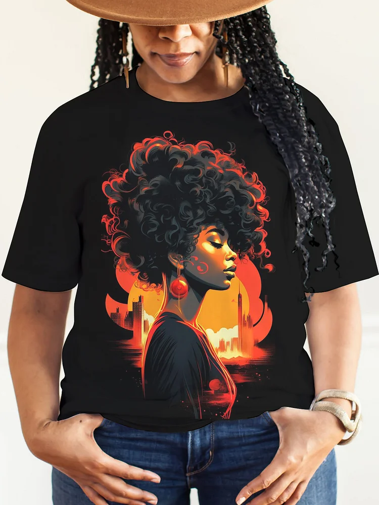 Women's Black Pride African Print Casual T-Shirt