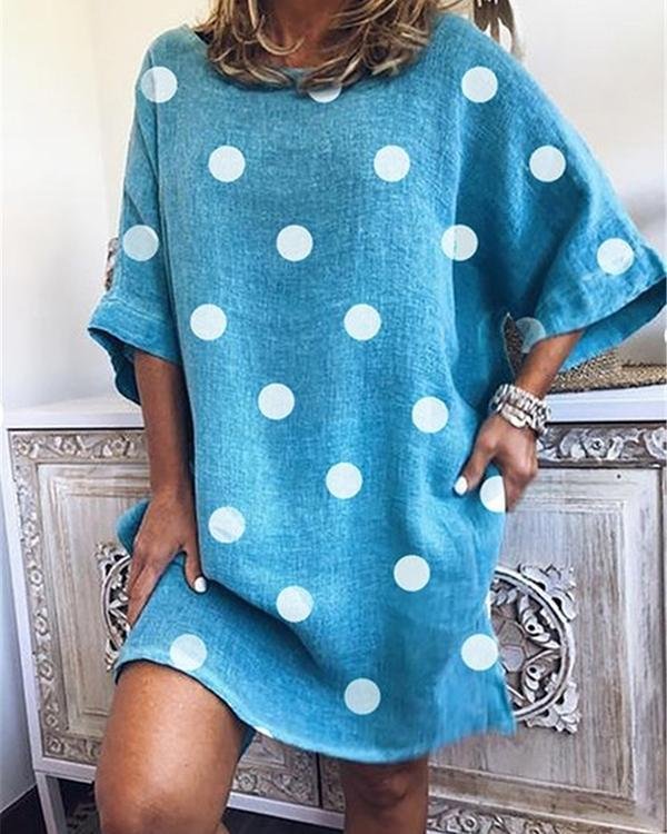 Polka Dots Shift Tunic Dresses - Chicaggo