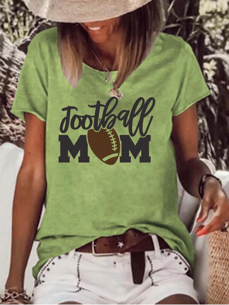 Football Mom Raw Hem Tee-Guru-buzz