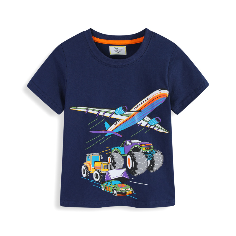 【18M-7Y】Boys' Cartoon Fun Print Crew Neck T-Shirt