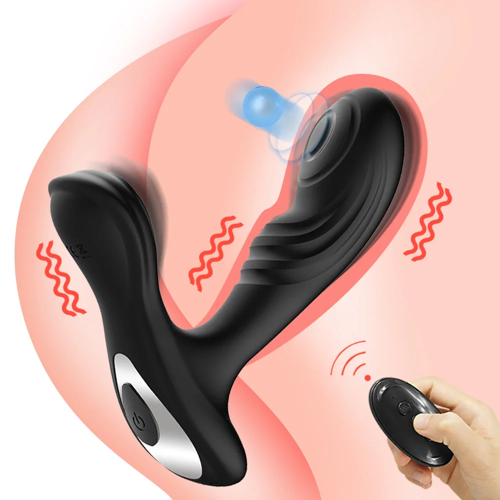 Male Masturbator Prostate Massage Anal Butt Plug Remote Control - Rose Toy