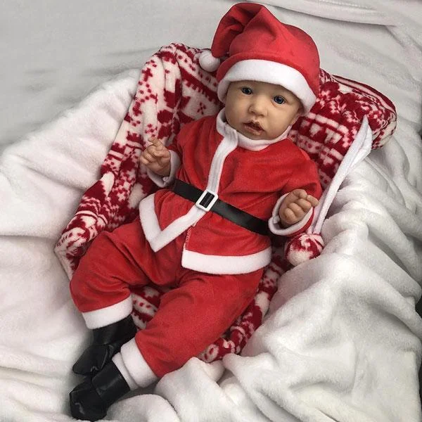 22'' Little Drew Reborn Baby Doll Boy with Christmas Costume, Cloth Body - Reborn Shoppe