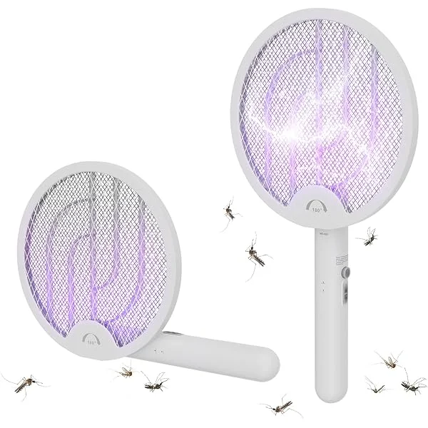 Electric Racket Bug Zapper Racket 3 in 1 Rechargeable Foldable Mosquito Swatter for Indoor and Outdoor