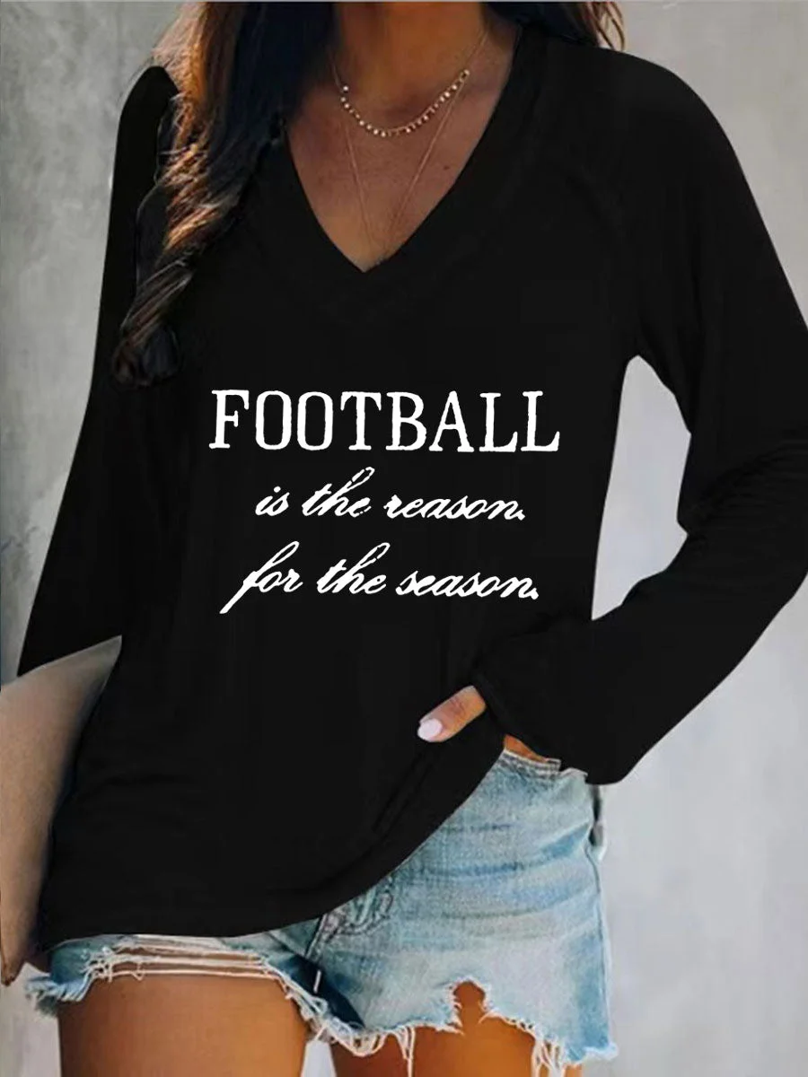 Football Is The Reason For The Season V-neck Long Sleeve T-shirt