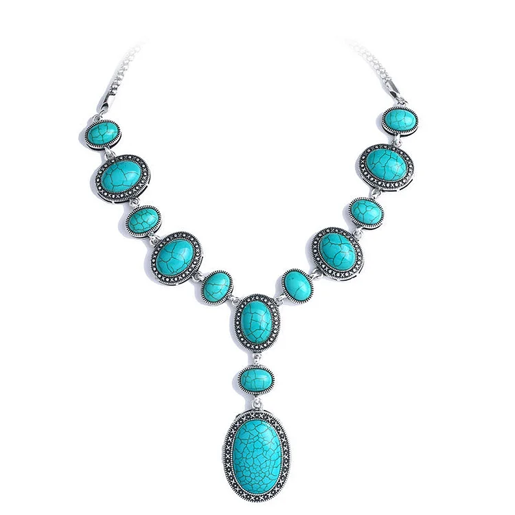 Carved Turquoise Pendant Necklace