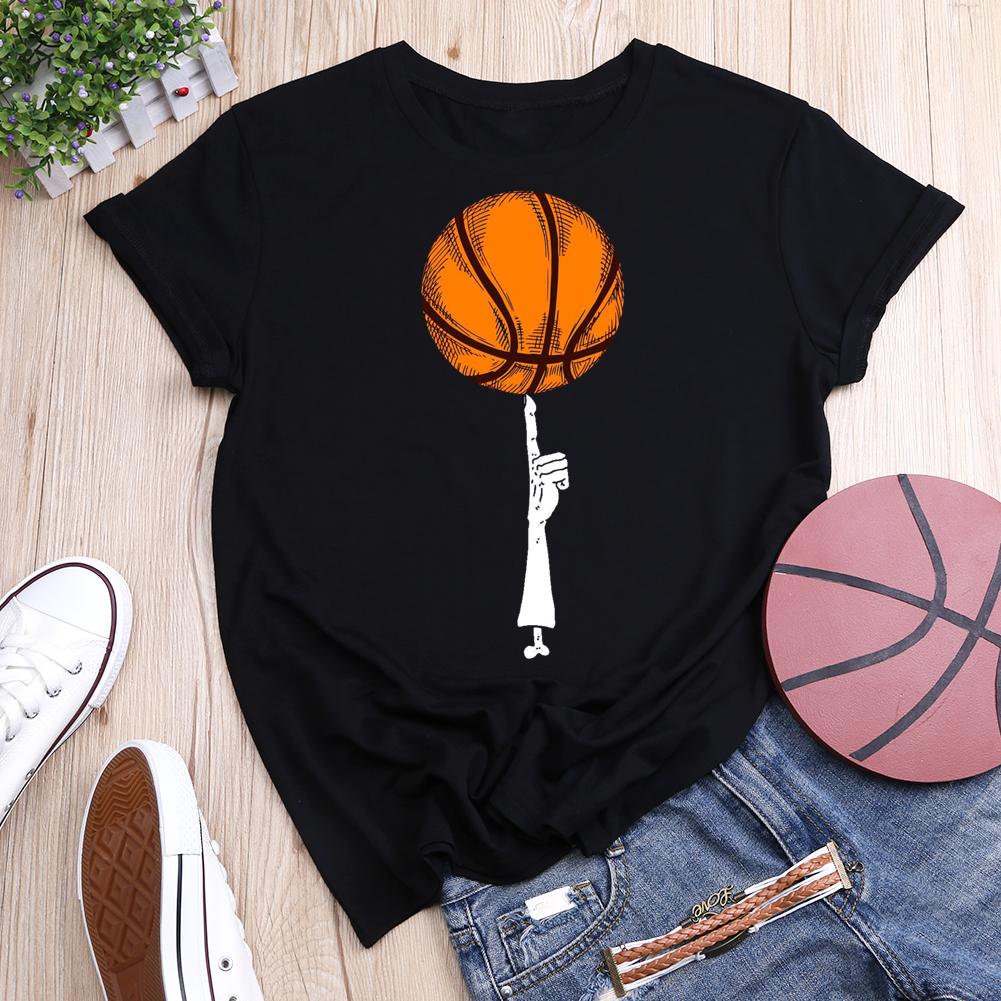 Finger and basketball Round Neck T-shirt-01002-Guru-buzz