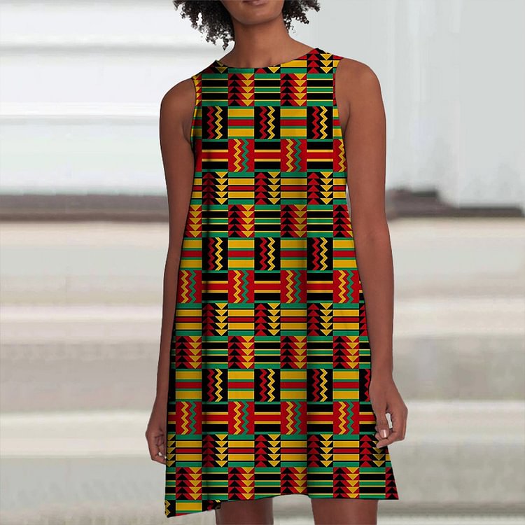 Juneteenth Contrast Print Mini Dress