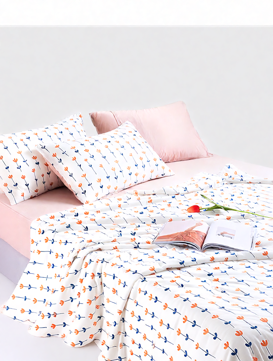 Marshmallow Air Conditioning Naked Sleeping Quilt with Cute Panda Print – Soft, Machine Washable Comfort for Cozy Nights