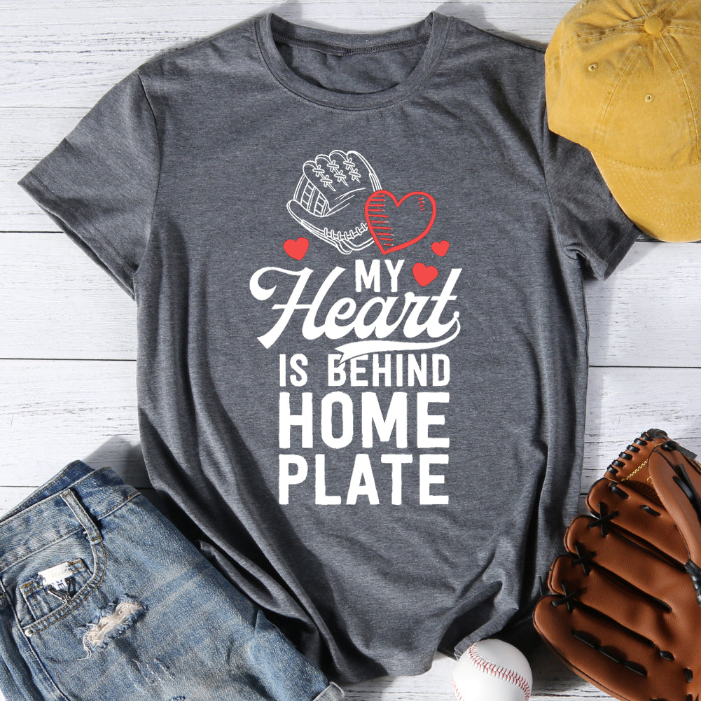 Mom Baseball My Heart Is Behind Home Plate T-shirt Tee-013404-Guru-buzz