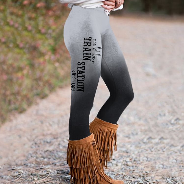VChics Could Be A Train Station Kinda Day Print Leggings