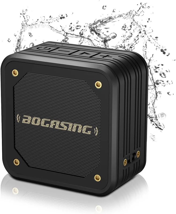 BOGASING M10 Portable Bluetooth Speaker, IPX7 Waterproof, 15W Loud Sound & Subwoofer, Bluetooth 5.0 Wireless Dual Pairing, 24H Playtime, for Outdoor Sport (Black)