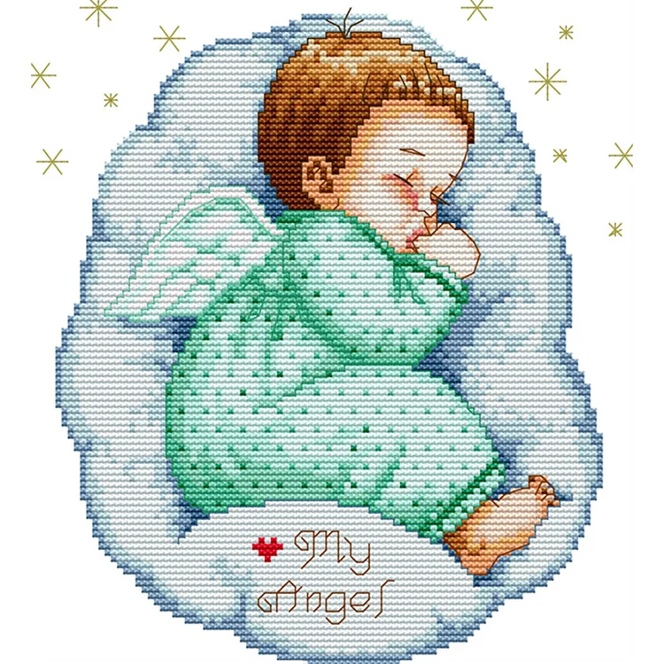 『YiShu』Sleeping Angel Baby(Boy) - 14CT Stamped Cross Stitch(28*26cm)